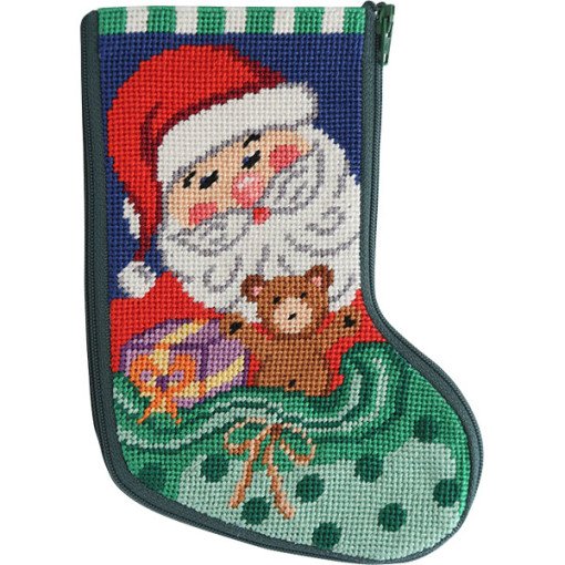 Needlepoint Mini Stocking Kit Santa Toys