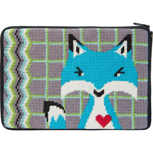 Stitch &amp; Zip Needlepoint Purse Fox