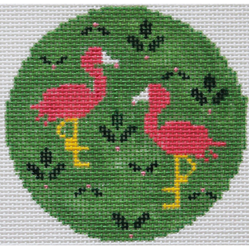 Two Flamingos Needlepoint Ornament