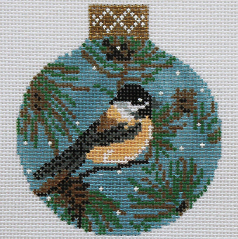Chickadee Needlepoint Ornament by Whimsy & Grace