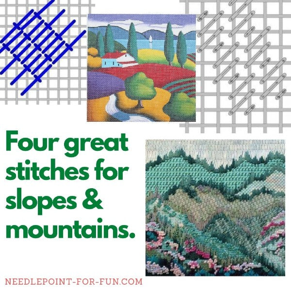Needlepoint stitches for hills and mountains