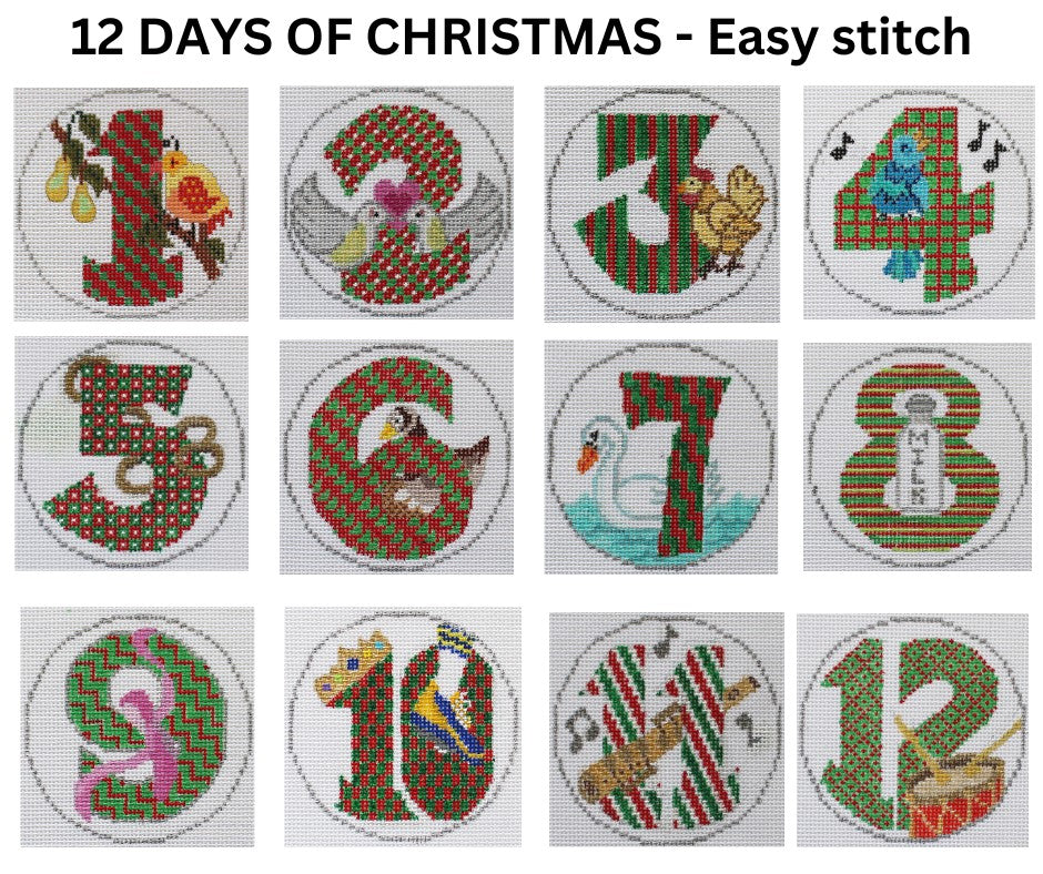 12 Days of Christmas ornament Easy Stitch: Four Calling Birds