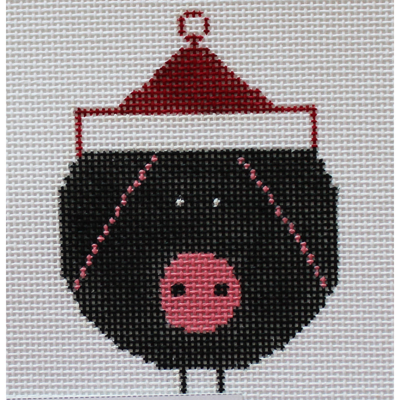 Charley Harper Needlepoint Ornament Black Pig
