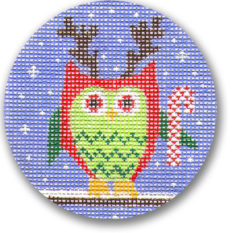 Whimsical Owls by CBK Needlepoint: Reindeer owl