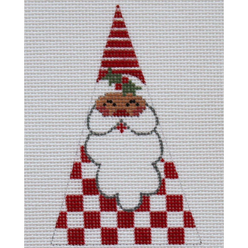 Santa Triangle in red & white checks ornament