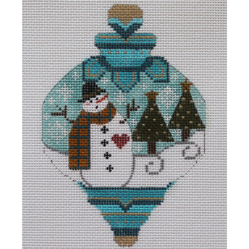 Vintage Ornament: Snowman on blue