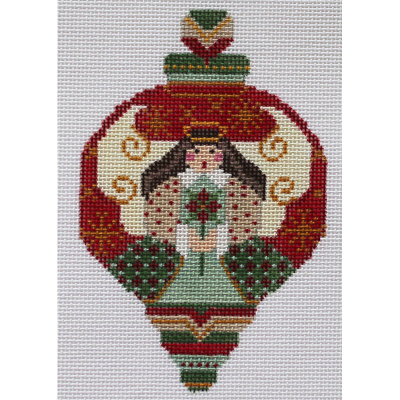 Vintage Ornament: Angel in red & green