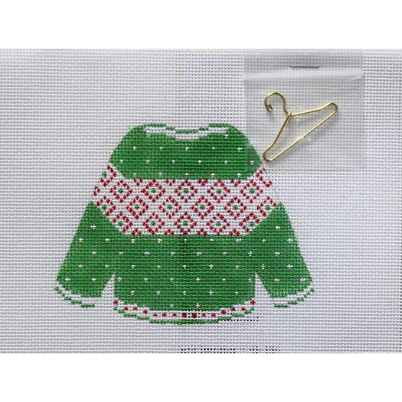 Sweater Green & red by Hummingbird Needlepoint