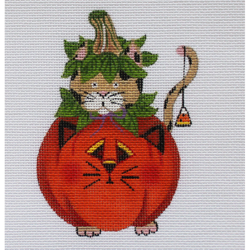 Whimsical Cat in Pumpkin Costume by Lainey Daniels