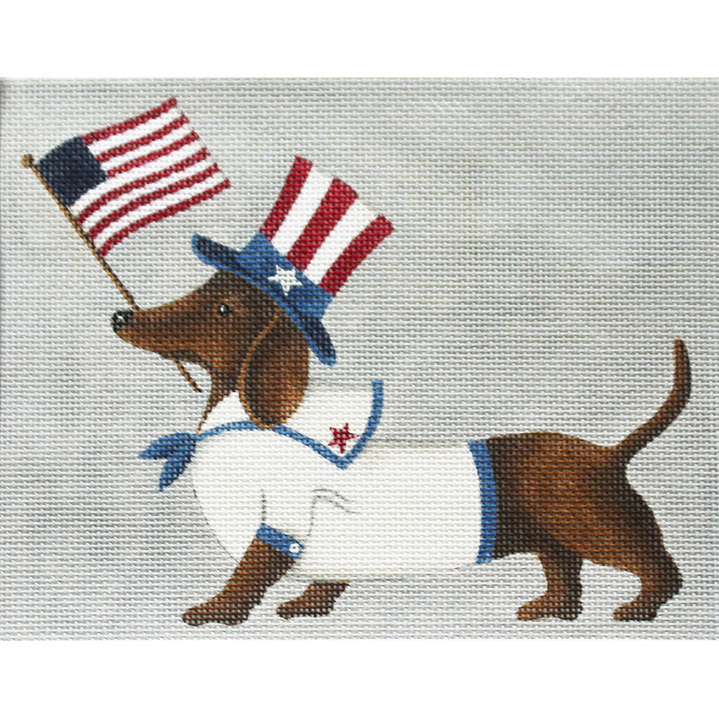Dachshund 4th of July Needlepoint Ornament