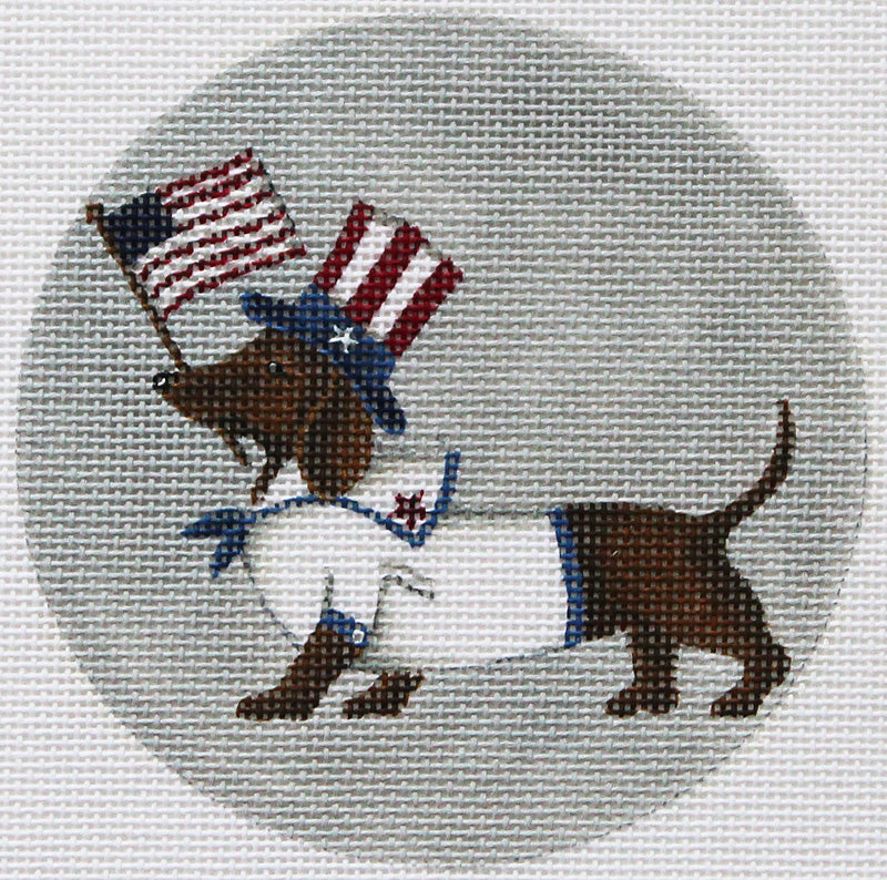 Dachshund 4th of July Needlepoint Ornament