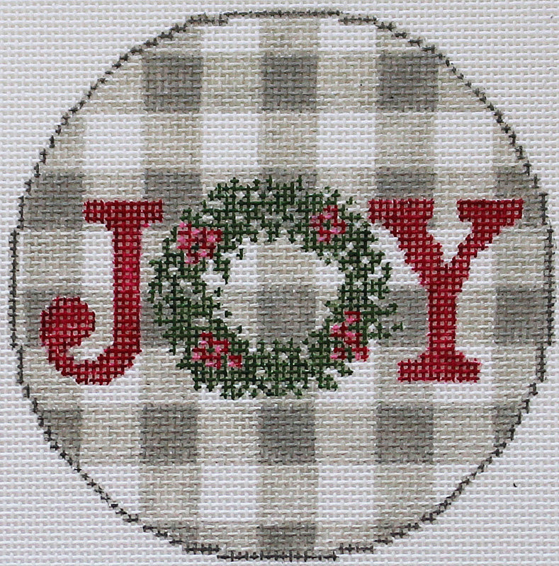 Gingham Grey Ornaments: JOY