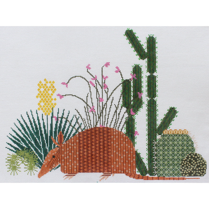 Armadillo & Cactus Charley Harper needlepoint