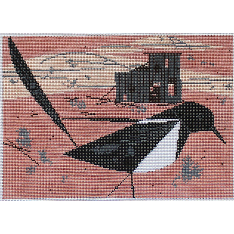 Charley Harper Needlepoint Black billed Magpie