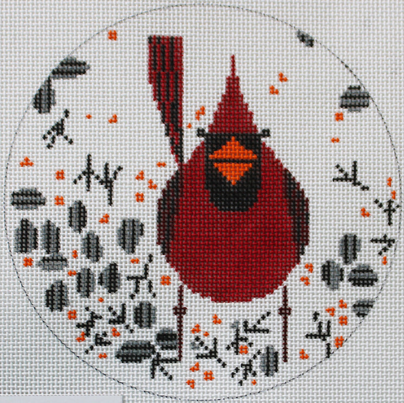 Cardinal Close up Charley Harper needlepoint