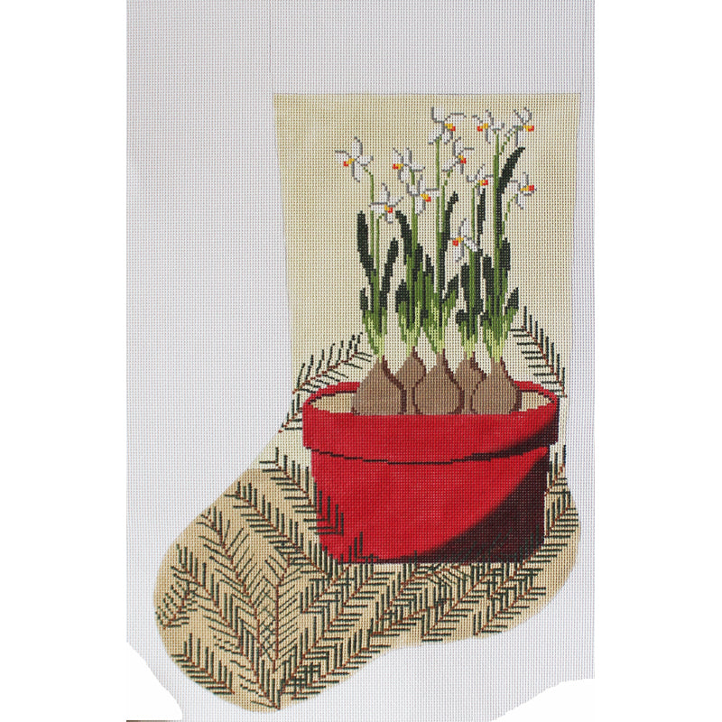 Flowers in Terra Cotta Pot Stocking by JChild Designs
