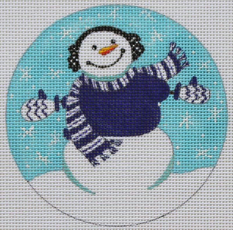 Snowman in light blue ornament