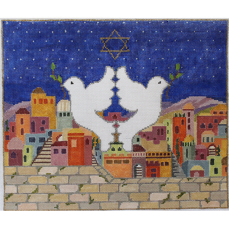 Tallis Needlepoint: Doves over Jerusalem