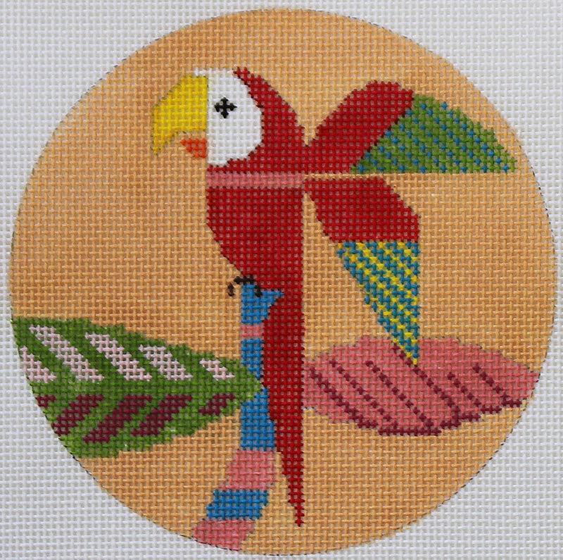 Whimsical Macaw Needlepoint Ornament