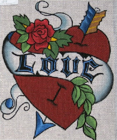 Tattoo Needlepoint Love - Canvas Only