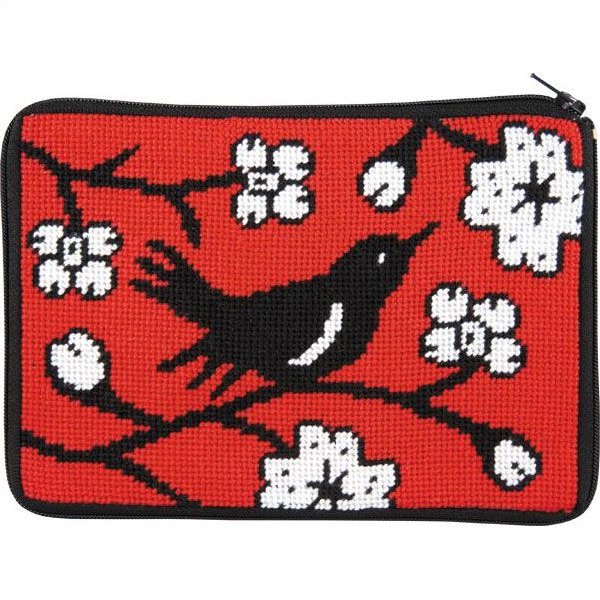 Stitch &amp; Zip Needlepoint Purse Blackbird