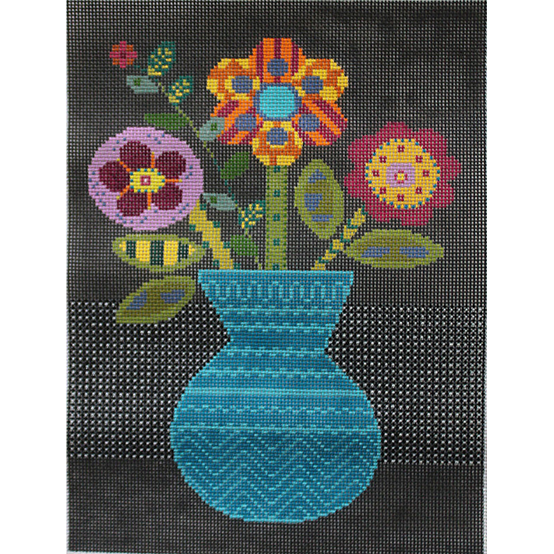 Blue Vase -Quilt Block #1 by Sue Spargo - 13 mesh