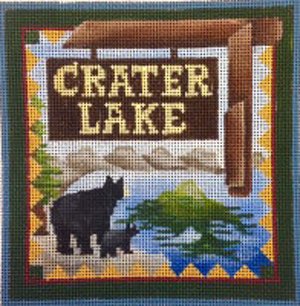 Crater Lake national park needlepoint by Denise De Rusha  - Canvas Only