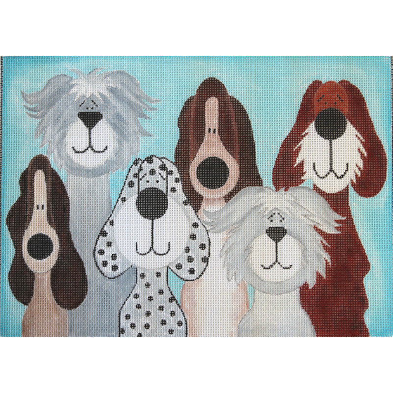 Six Whimsical Pups Needlepoint