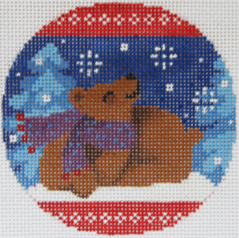 Woodland Bear Needlepoint Ornament