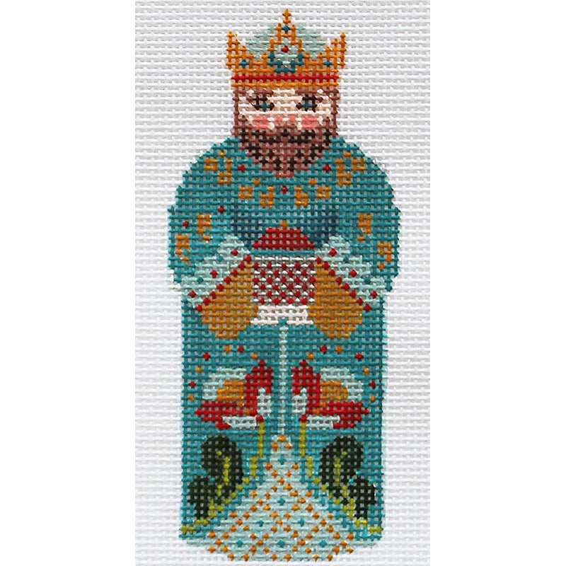 TEAL NATIVITY NEEDLEPOINT: King w/Gold
