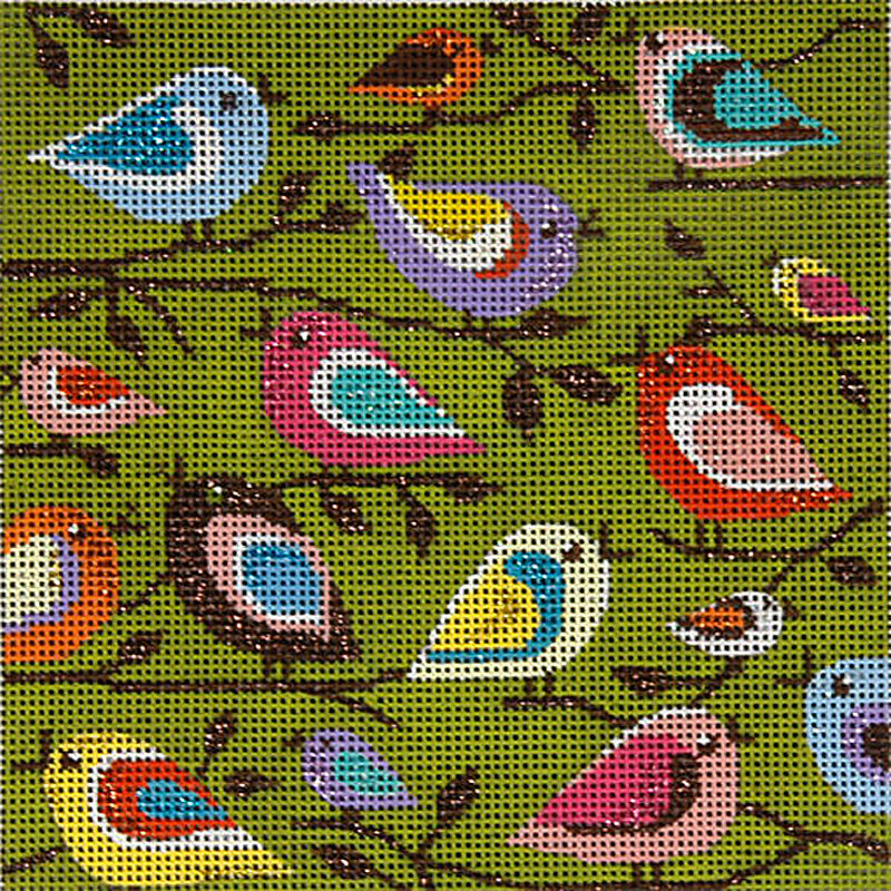 Birds of Color Hand painted Needlepoint