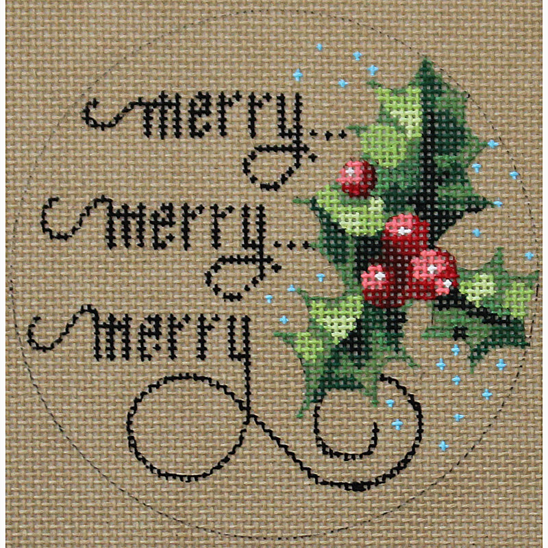 Merry, Merry, Merry Christmas Needlepoint Ornament