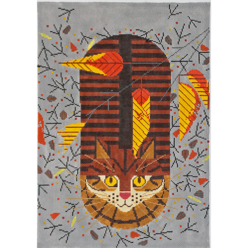Charley Harper Needlepoint -Purrfectly Perched
