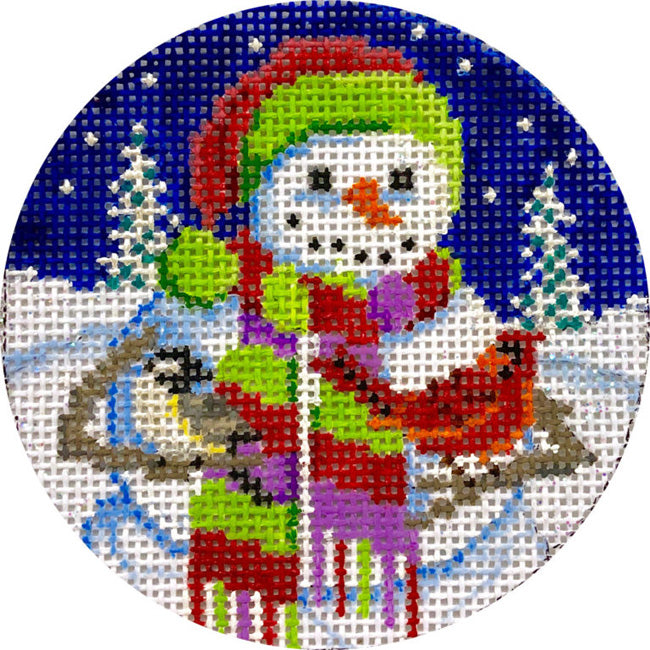 Snowman in Scarf needlepoint ornament