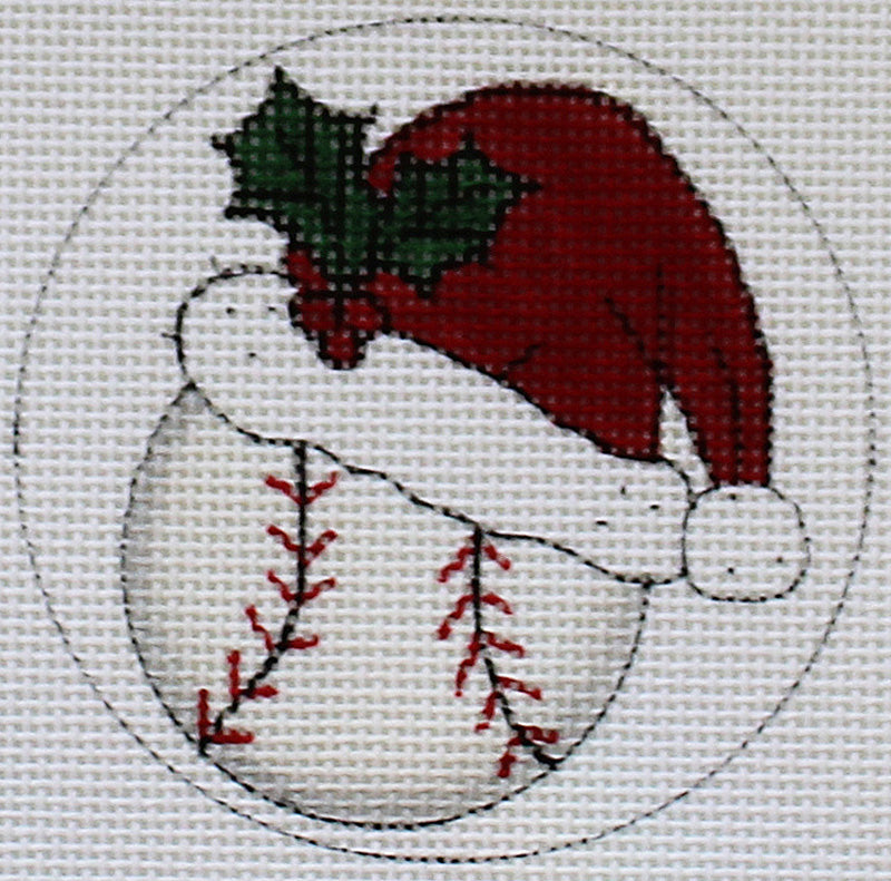 Baseball with Santa Hat ornament