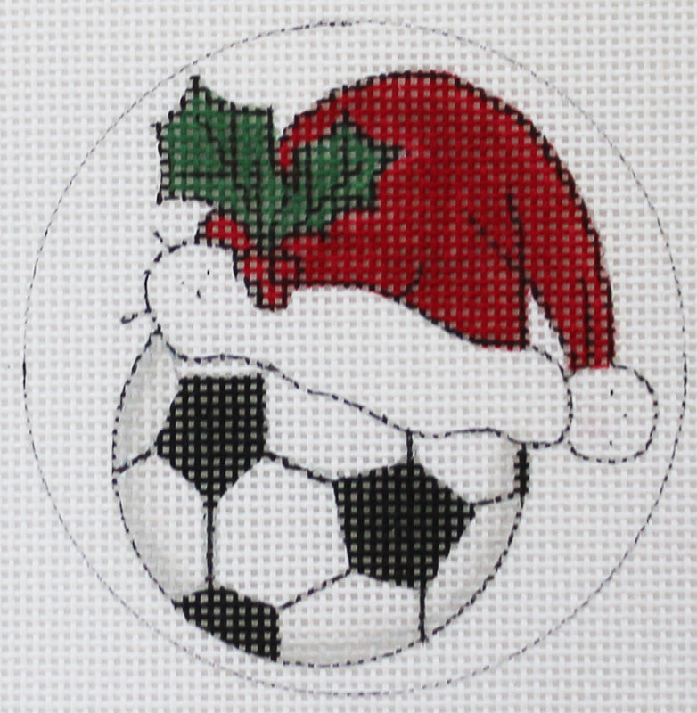 Soccer ball with Santa Hat ornament