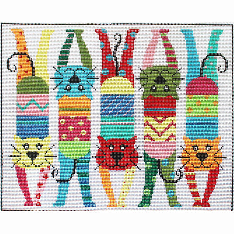 Crazy Cats Needlepoint Canvas