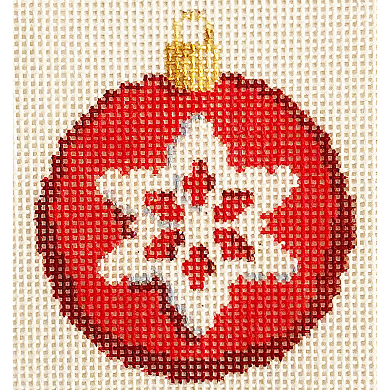 Red Snowflake Mini Ball Needlepoint Ornament