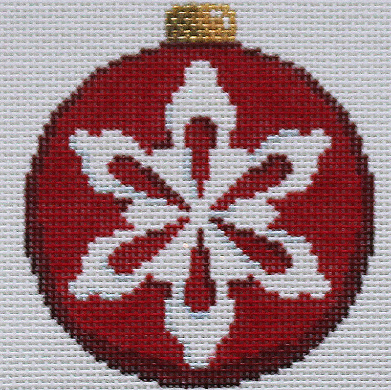 Snowflake on Red Needlepoint Ornament
