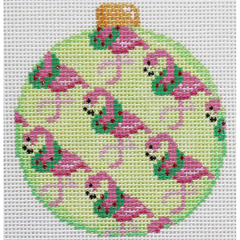 Flamingos in a row Needlepoint  Ornament
