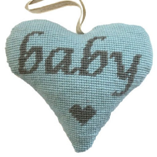 Baby Blue needlepoint heart ornament kit