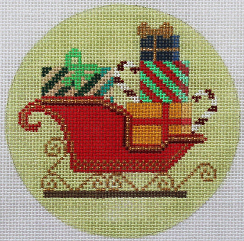 Red Sleigh Needlepoint Ornament