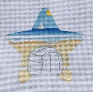 Beach Volleyball Needlepoint Star Ornament  - Canvas Only