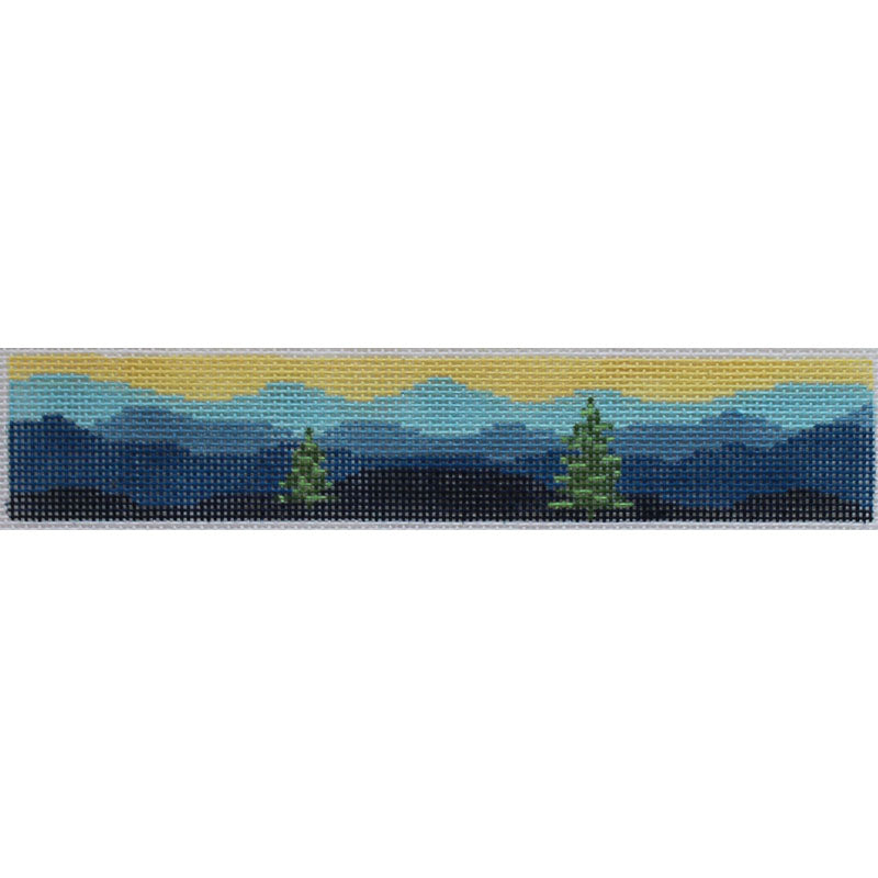 Blue Ridge Mountain with Trees Needlepoint Key Fob