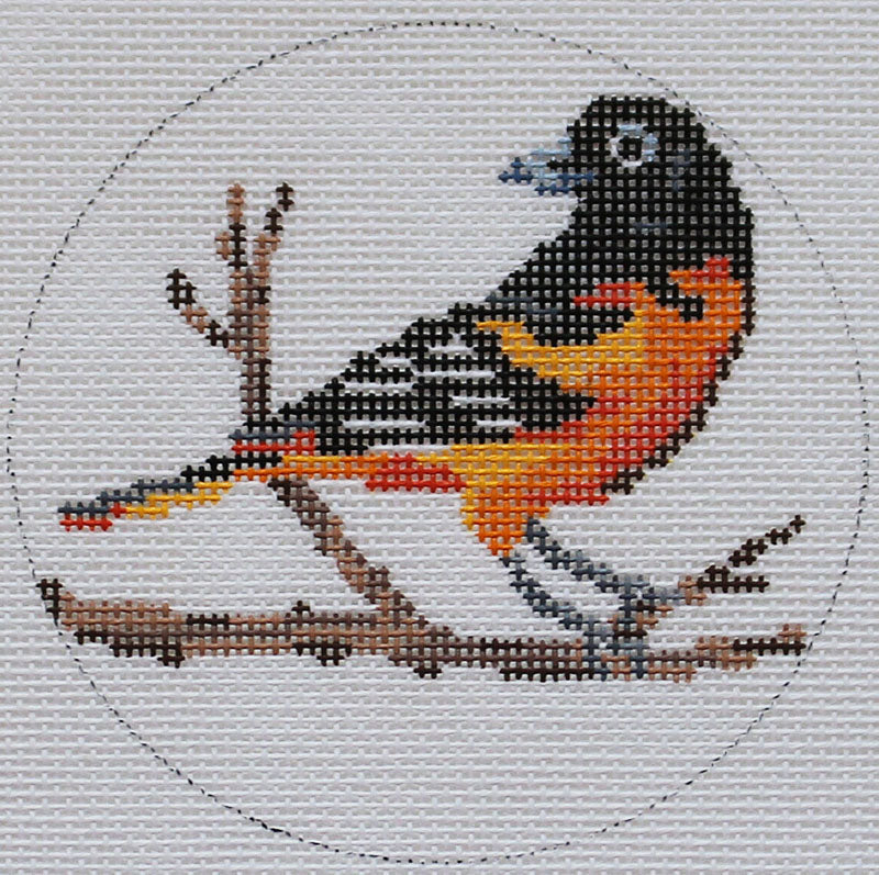 Baltimore Oriole Needlepoint Ornament