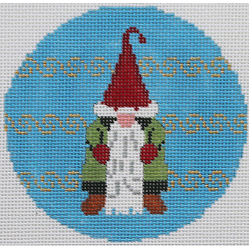 Santa Gnome Needlepoint Ornament