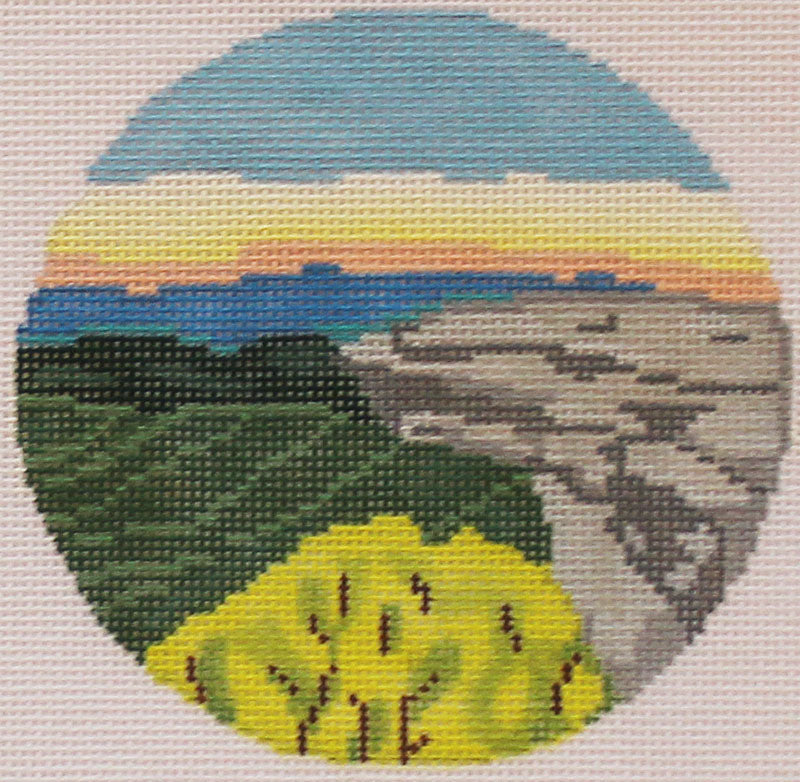 At Overlook Round Needlepoint Ornament
