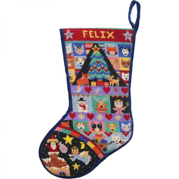 Cats and Dogs Needlepoint Christmas Stocking Kit