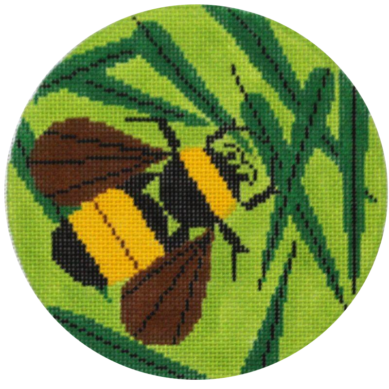 Charley Harper Bee Needlepoint Ornament on Green