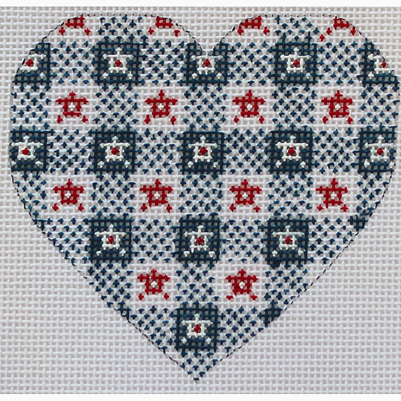 Heart with Blue & White Checks Ornament